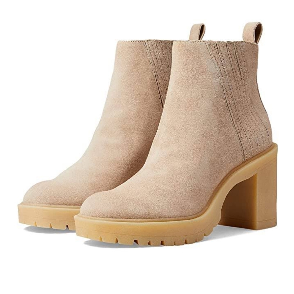 DOLCE VITA Beige Suede Lug Heel Boot NWOT